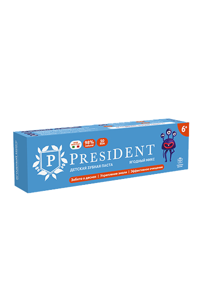 зубная паста детская PRESIDENT 6+ Ягодный микс (50 RDA) 43 г